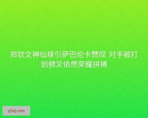 郑钦文神仙球引萨巴伦卡赞叹 对手被打到劈叉依然荣耀拼搏