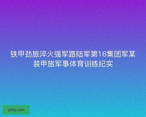 铁甲劲旅淬火强军路陆军第16集团军某装甲旅军事体育训练纪实